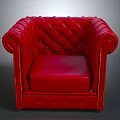 Stylish Red Leather Sofa With Quilted Tufted Back And Rolled Arms Design