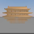 Traditional Chinese Wooden Garden Ornament with Three tiered Roof and Decorative Design Elements