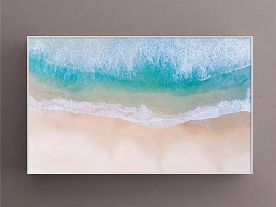Seascape Painting Featuring Turquoise Blue Waves White Foam and Sandy Beach View 3d model