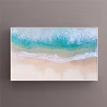 Seascape Painting Featuring Turquoise Blue Waves White Foam and Sandy Beach View