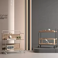 Modern side table modern movable trolley dining car 3d model