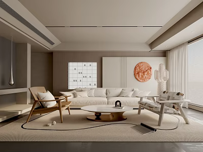 Modern Living Room Interior Design With Sofa Armchair Coffee Table And Decorative Wall Art 3d model