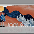 Iceland Themed Window Display With Mannequin Snowboard Orange Waves And Snowy Mountains
