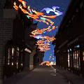 Colorful Butterfly Lanterns Hanging Over Traditional Architecture Night View Photo Spot