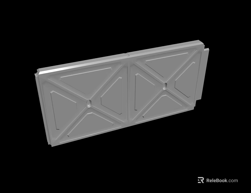 Gray Metal Panel With Geometric Cross Lines And Diamond Pattern Design 3d model
