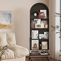 Modern Living Room Shelving Unit With Vinyl Records Books Photo Frames And Camera