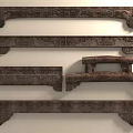Traditional Wooden Architectural Components With Intricate Carved Ornamental Patterns And Designs