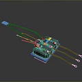 Computer Internal Electronic Component With Multiple Black Wires White Connectors On Rectangular Base