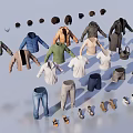 Different Types Of Clothes Featuring Coats Tops Pants Shoes And Hats