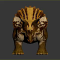 Realistic Triceratops Dinosaur Model With Brown Orange Stripes And Horns 3d model