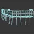 Industrial Metal Platform Structure With Multiple Support Legs And Safety Railing