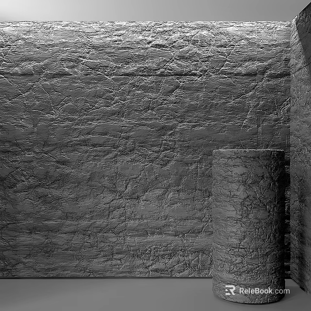 Rough Textured Architectural Stone Wall With Adjacent Natural Stone Column Structure Elements 3d model 