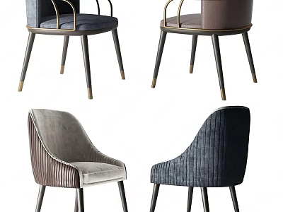Modern Dining Chairs With Velvet Upholstery Curved Backrest And Metal Legs In Assorted Colors 3d model