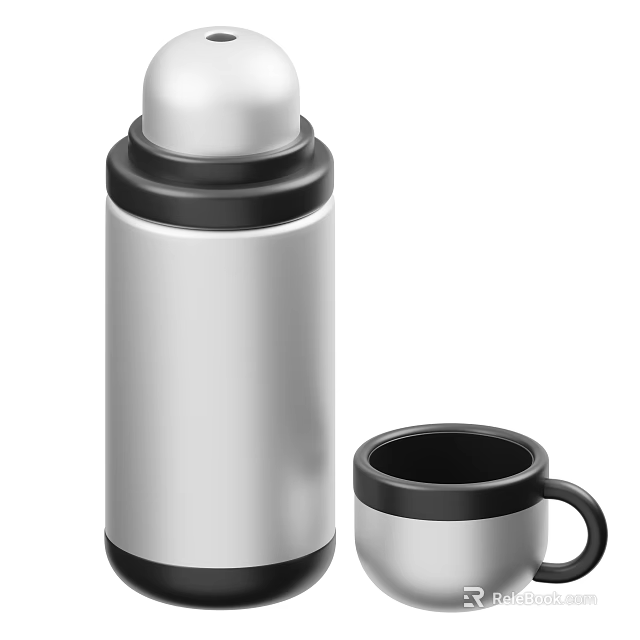 Stainless Steel Vacuum Insulated Cup With Modern Design And Black Handle Mug 3d model 