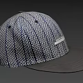 Stylish Baseball Cap With Blue And White Herringbone Pattern Dark Gray Brim And Side Label 3d model