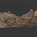 Ancient Stone Castle Model With Hillside Fortress Structures And Wall Enclosures 3d model