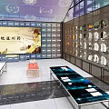 Authentic Chinese Medicinal Herb Exhibition Hall Bright Interior With Decorative Ceiling And Glass Display Cases
