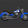 Blue Classic Motorcycle With Brown Seat Chrome Handlebars And Headlight