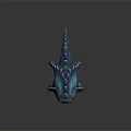 Vibrant Teal Fantasy Creature With Pink Spikes Large Red Eyes And Sharp Teeth