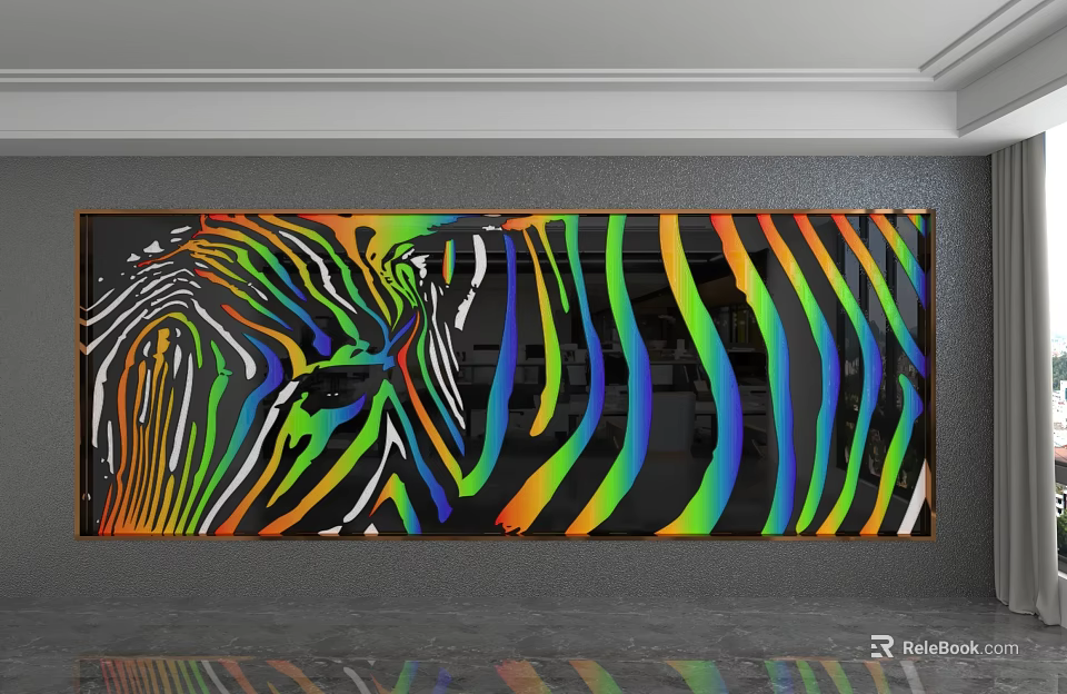 Colorful Zebra Striped Wall Art With Vibrant Abstract Pattern For Home Decor 3d model 