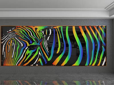 Colorful Zebra Striped Wall Art With Vibrant Abstract Pattern For Home Decor 3d model