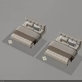 Two White Tufted Headboard Beds With Beige Mattresses Brown Gray Pillows Gray Rugs White Books