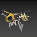 Robotic Bee Design With Yellow Black Stripes And Mechanical Wings Legs Structure