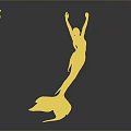 Red Mermaid Character Creature With Raised Arms And Flowing Tail In Dynamic Pose