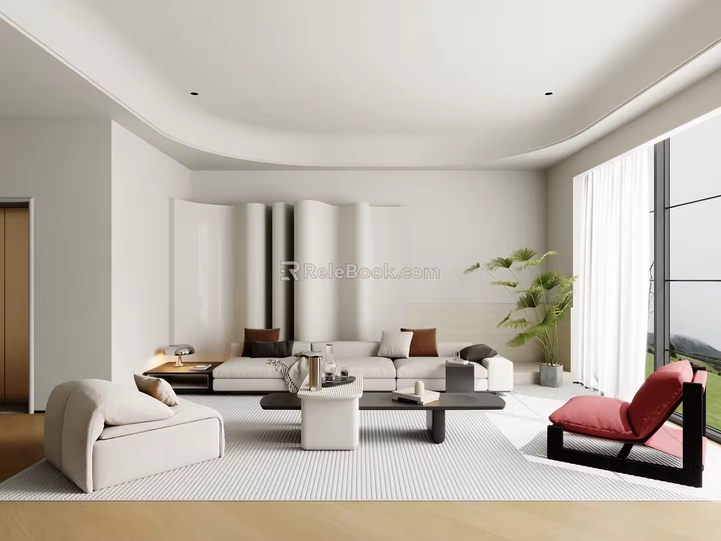 Modern Sofa Combination Coffee Table Carpet 3d model