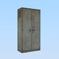 Public Facility Vintage Metal Storage Locker With Double Doors And Ventilation Grilles