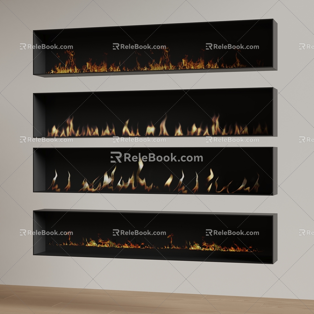 Modern Electronic Flame Fireplace 3d model