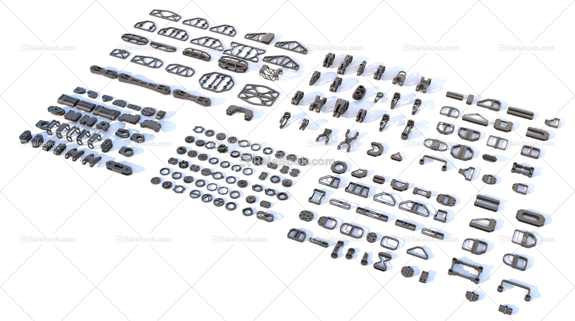 Hard surface mechanical parts combination of mechanical parts 3d model