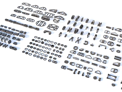 Various Types of Industrial Equipment Parts 3D Models Design Collection 3d model