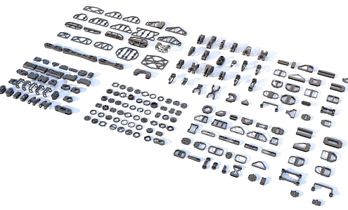 Hard surface mechanical parts combination of mechanical parts 3d model