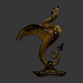 Decorative Bronze Dragon Sculpture With Winged Body Curled Tail And Lotus Base