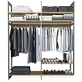 Organized Clothing Wardrobe With Hanging Shirts Jackets And Folded Clothes On Shelf