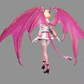 Game and Movie Character With Pink Wings Blonde Hair Nurse Style Outfit and Pink Boots