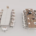 Modern Conference Tables With White And Wooden Tops Office Chairs And Supplies