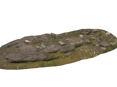 Natural Stone Surface Covered With Moss And Scattered Small Rocks For Outdoor Use 3d model