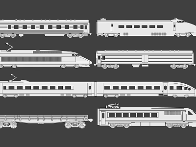 Stylish Wall Decor With Various Black And White Train Line Drawings Design 3d model