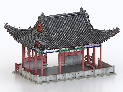 Fu Ji Pavilion Ancient Building Pavilion Pearl Spring 3d model