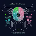 Technology Elements Digital Smart Brain Circuit Board CPU Chip Motherboard Artificial Intelligence Bionic Brain 3d model