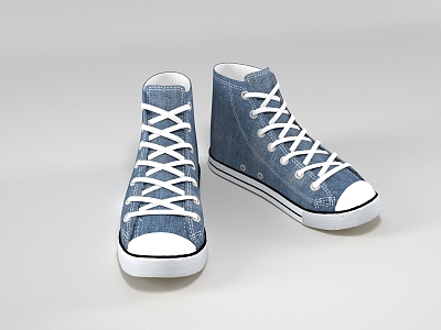 Modern Canvas Shoes Casual Shoes High Top Shoes 3d model