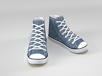 Modern Canvas Shoes Casual Shoes High Top Shoes 3d model