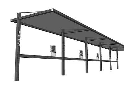 Covered Metal Frame Carport Structure With Multiple Electric Vehicle Charging Stations 3d model