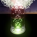 Banquet Hall Featuring White Flower Arrangement In Vase With Colorful Lights And Night Sky View