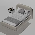 Modern single bed bedside table 3d model