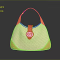 Stylish Orange And Beige Handbag With GG Logo Woven Fabric And Leather Trim
