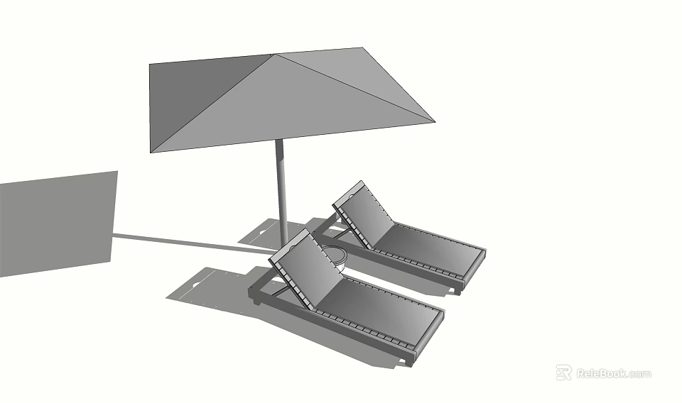 Outdoor Lounge Chairs With Umbrella For Patio Relaxation And Comfort 3d model 
