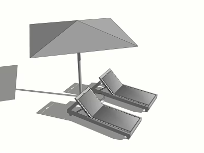 Outdoor Lounge Chairs With Umbrella For Patio Relaxation And Comfort 3d model